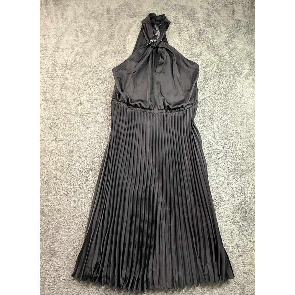 INC International Concepts NEW XL Black Pleated Halter Dress Sleeveless Party - Picture 2 of 8